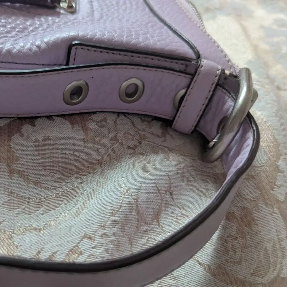 COACH Lilac Pastel Purple Crossbody Large Leather Bag with Buckle Handles F12319